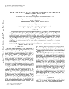 A Search For" Dwarf" Seyfert Nuclei. VII. a Catalog of Central Stellar