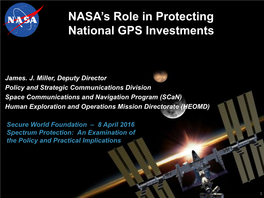 NASA's Role in Protecting National GPS Investments
