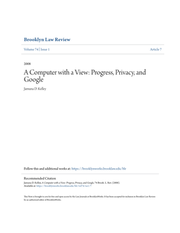 Progress, Privacy, and Google Jamuna D
