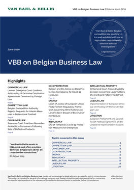 VBB on Belgian Business Law | Volume 2020, NO 6