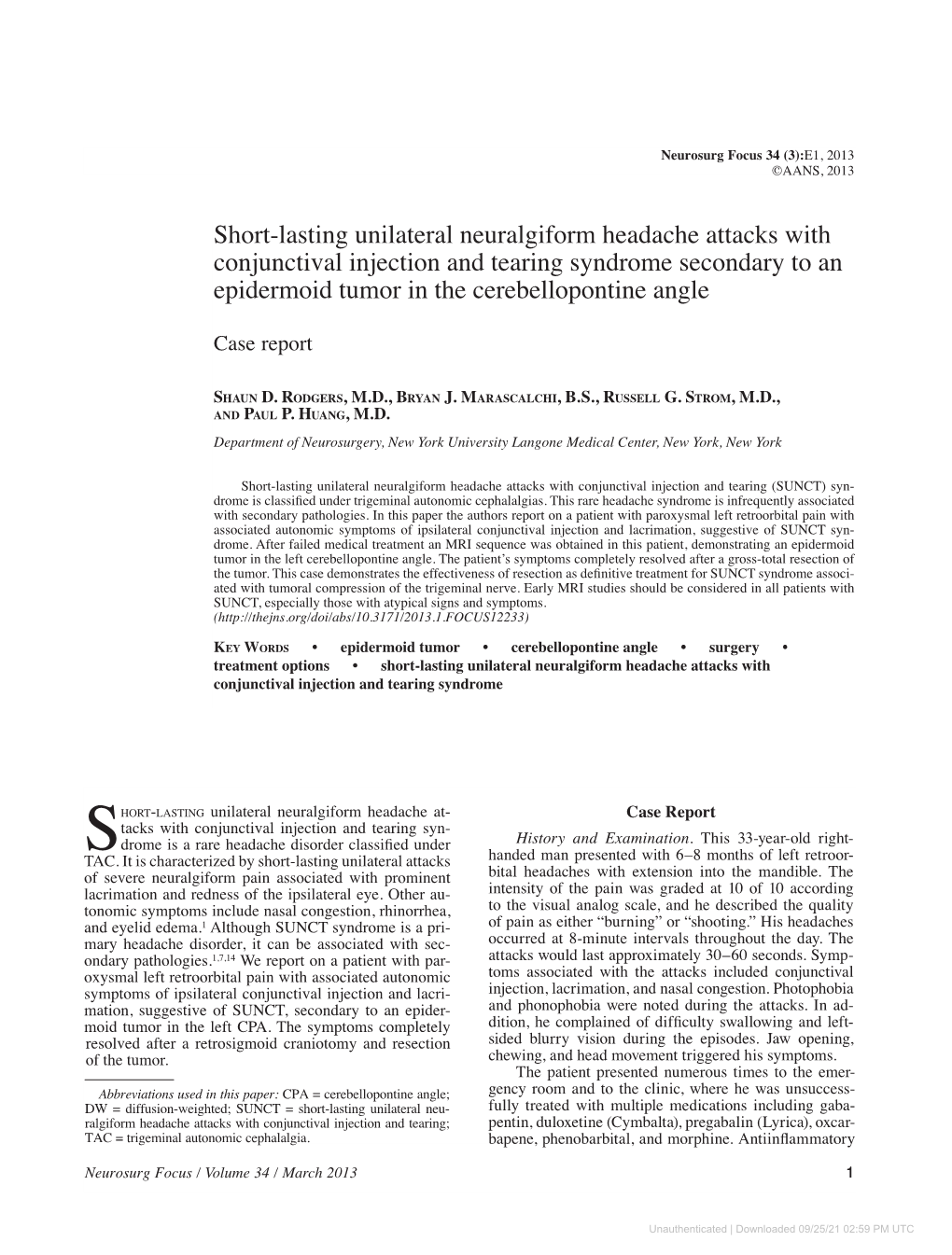 Short-Lasting Unilateral Neuralgiform Headache Attacks