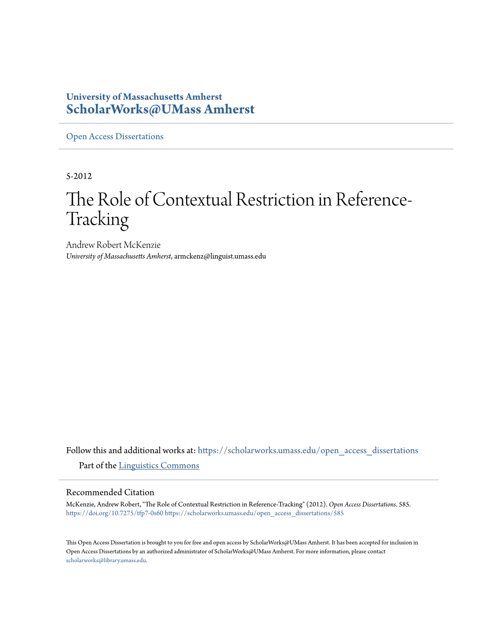 The Role of Contextual Restriction in Reference-Tracking" (2012)