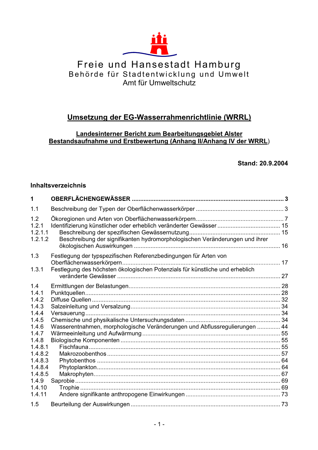 20.9.2004 Landesinterner Bericht Alster