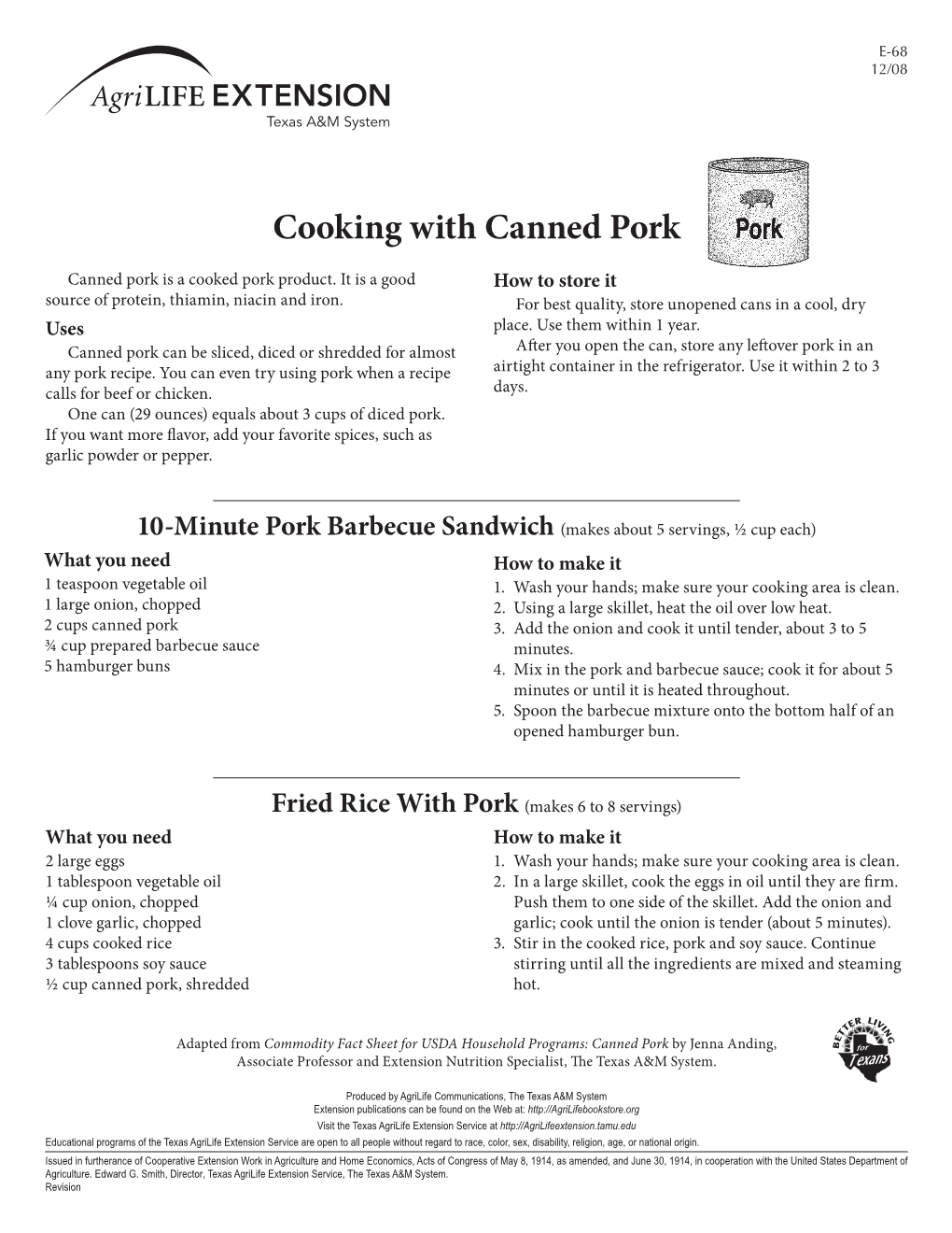 Cooking with Canned Pork