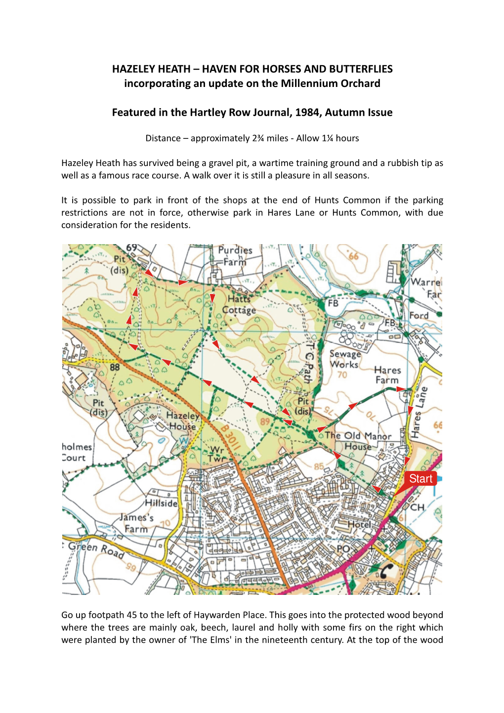 HAZELEY HEATH – HAVEN for HORSES and BUTTERFLIES Incorporating an Update on the Millennium Orchard