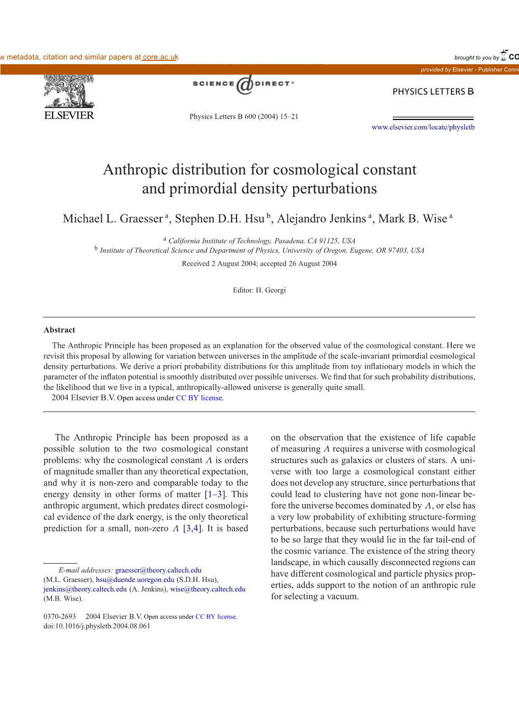 Anthropic Distribution for Cosmological Constant and Primordial Density Perturbations