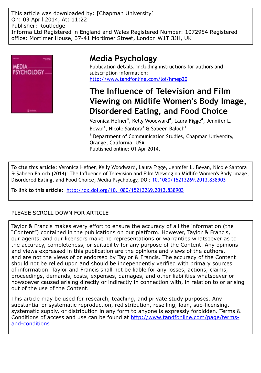 Media Psychology the Influence of Television and Film Viewing On