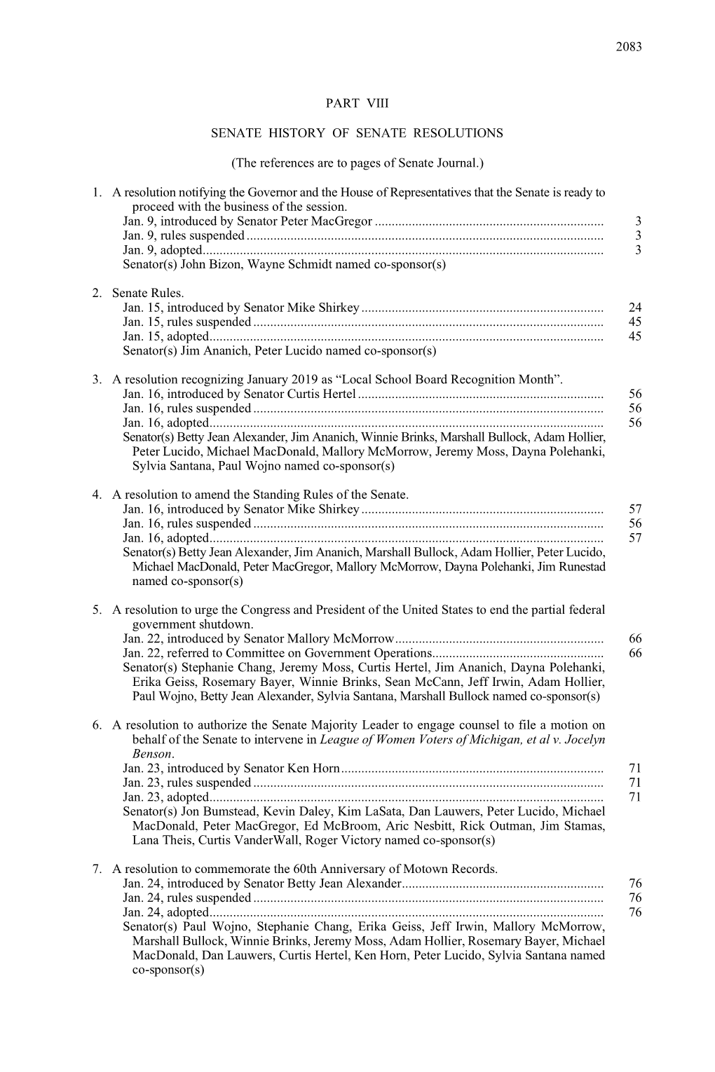 Senate History of Senate Resolutions