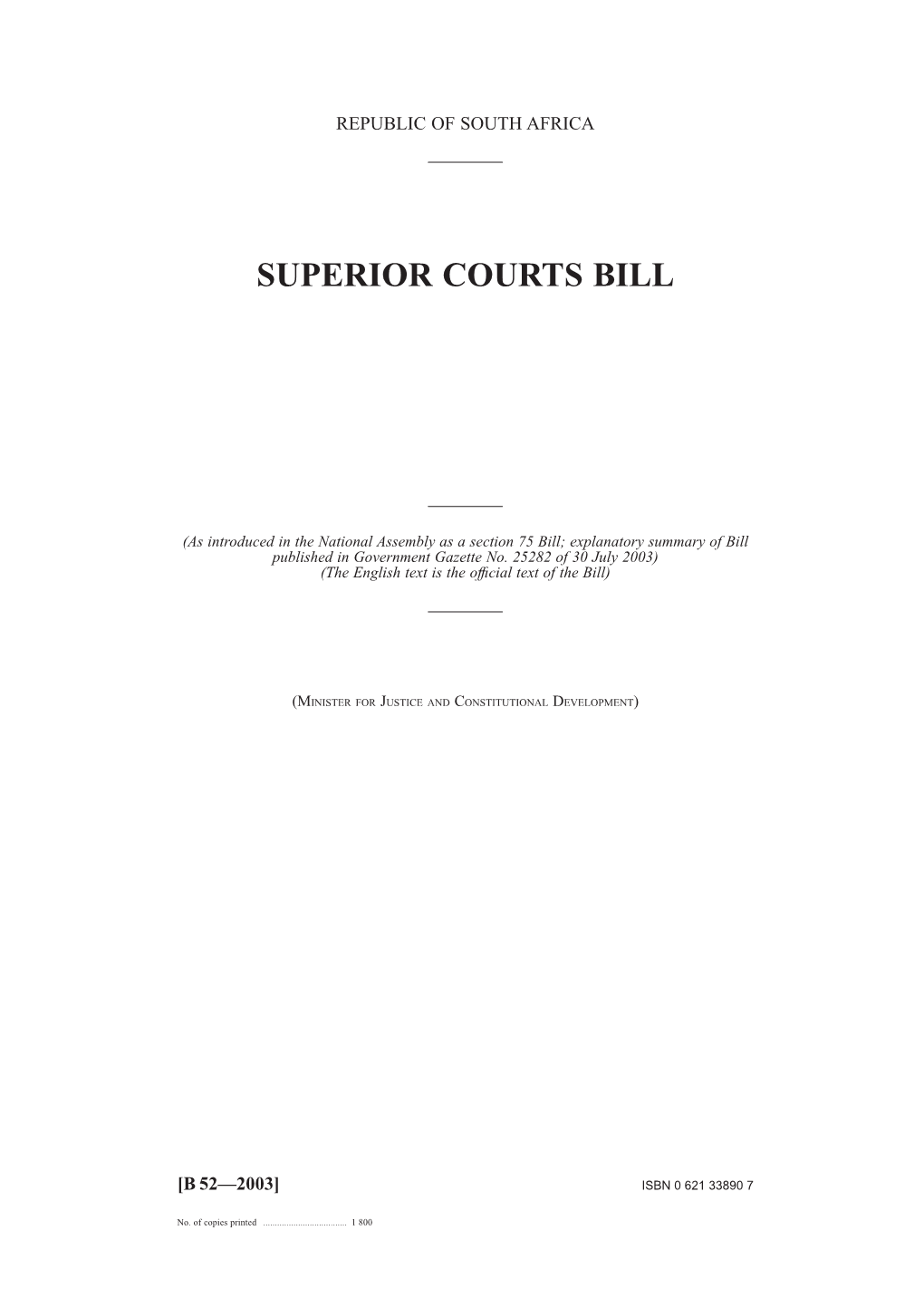 Superior Courts Bill [B52-2003]