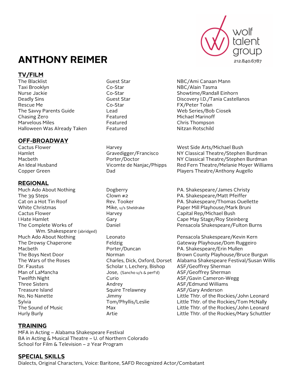 Anthony Reimer Resume