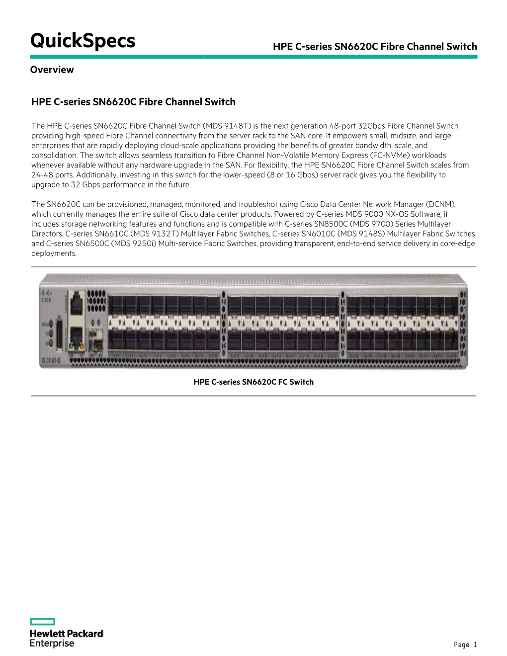 HPE C-Series SN6620C Fibre Channel Switch Overview
