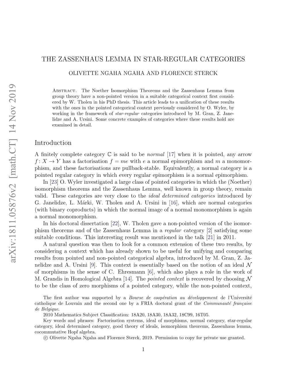 Arxiv:1811.05876V2 [Math.CT] 14 Nov 2019