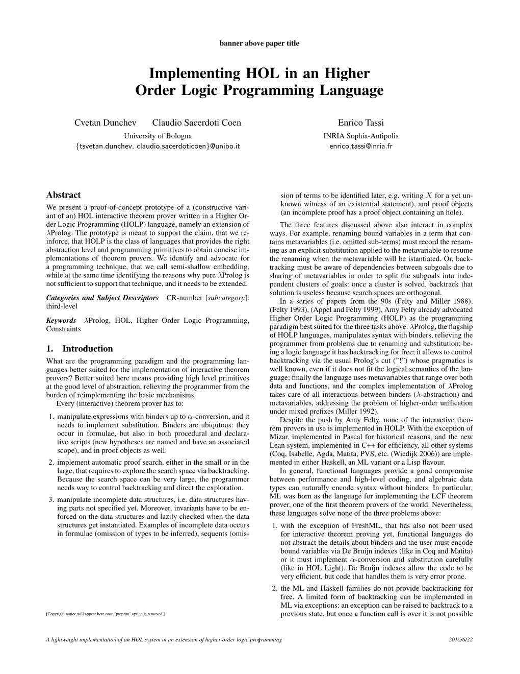 Implementing HOL in an Higher Order Logic Programming Language
