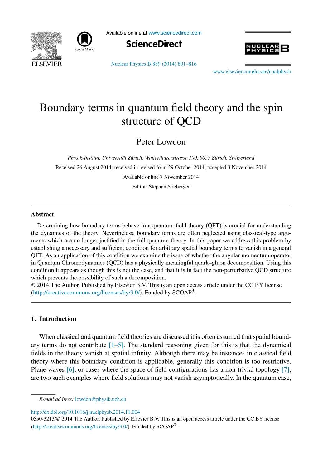 Boundary Terms in Quantum Field Theory and the Spin Structure Of