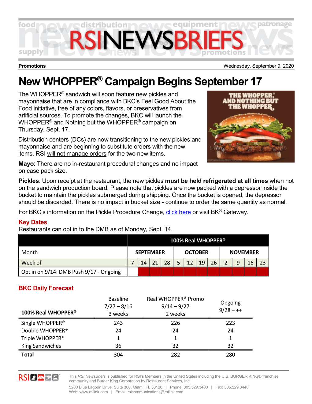 New WHOPPER® Campaign Begins September 17