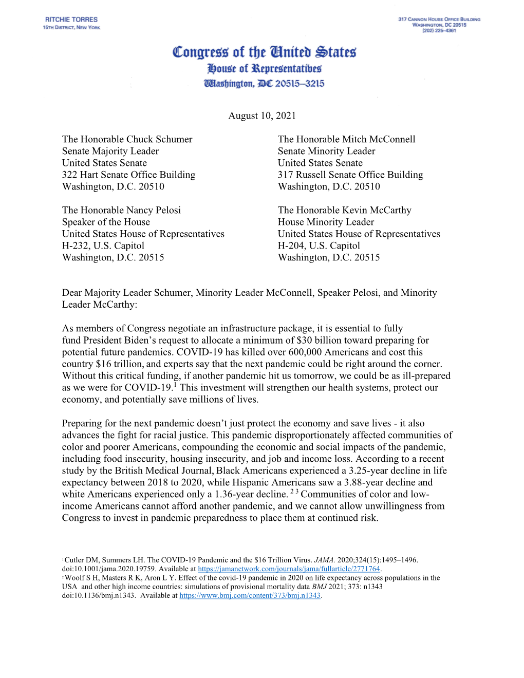 Rep. Torres Pandemic Preparedness Letterfinal1.Pdf