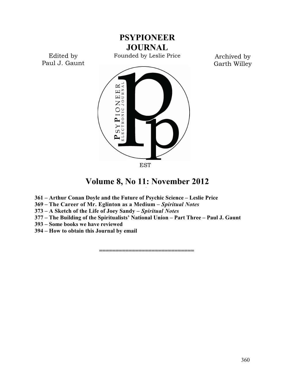 Psypioneer V8 N11 Nov 2012