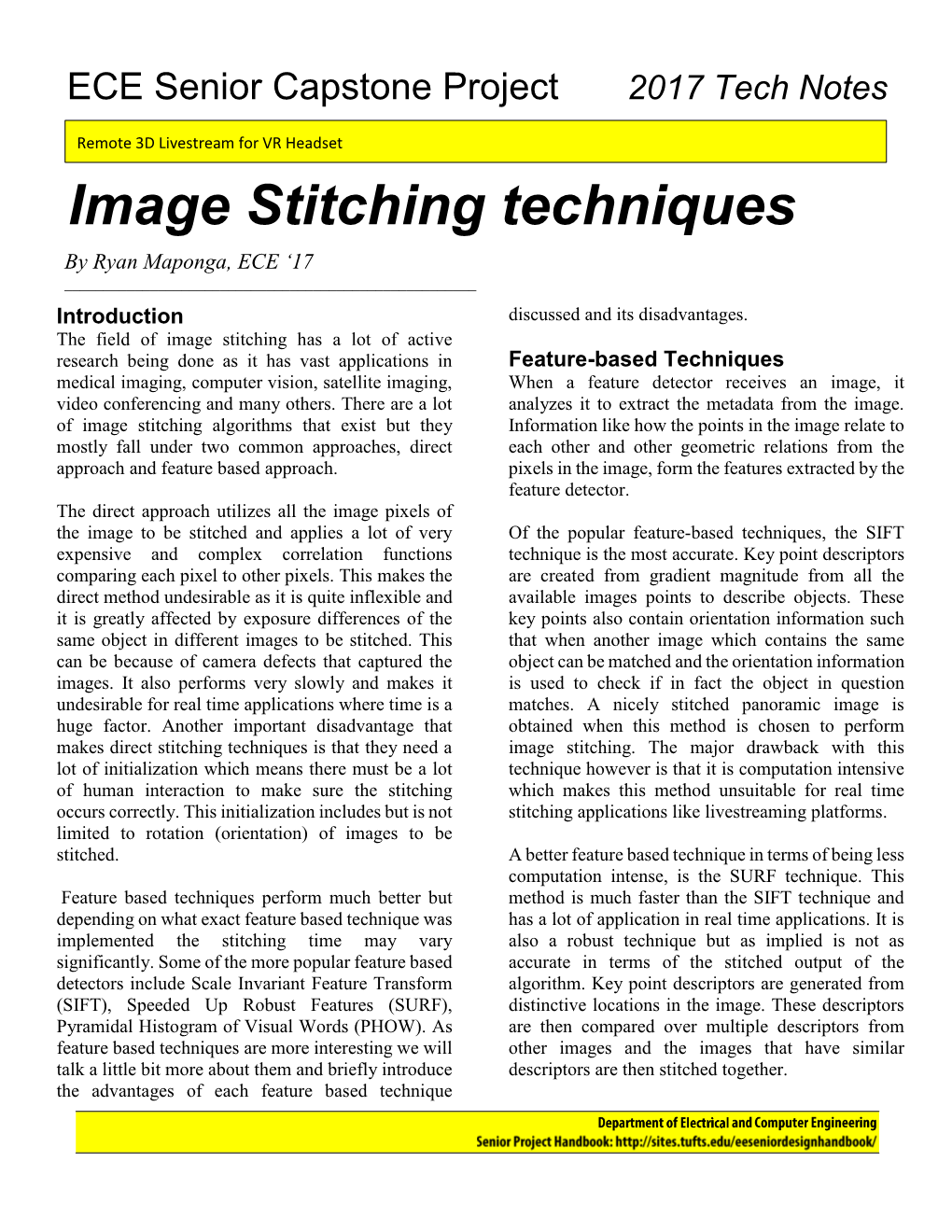 Image Stitching Techniques