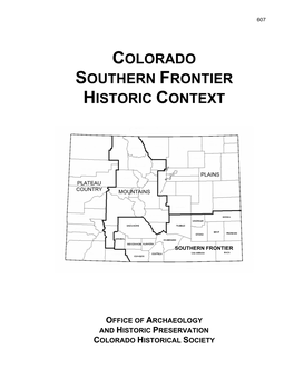 Colorado Southern Frontier Historic Context