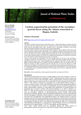 Carbon Sequestration Potential of the Secondary Growth Forest Along The