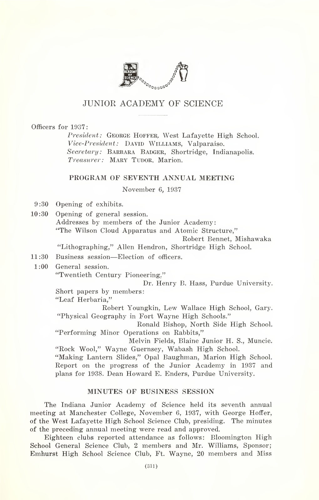 Proceedings of the Indiana Academy of Science