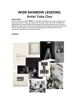 WIDE RAINBOW LESSONS: Artist Yoko