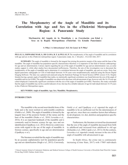 The Morphometry of the Angle of Mandible and Its Correlation with Age and Sex in the Ethekwini Metropolitan Region: a Panoramic Study