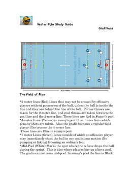 Water Polo Study Guide Grotthuss the Field of Play *2 Meter Lines (Red