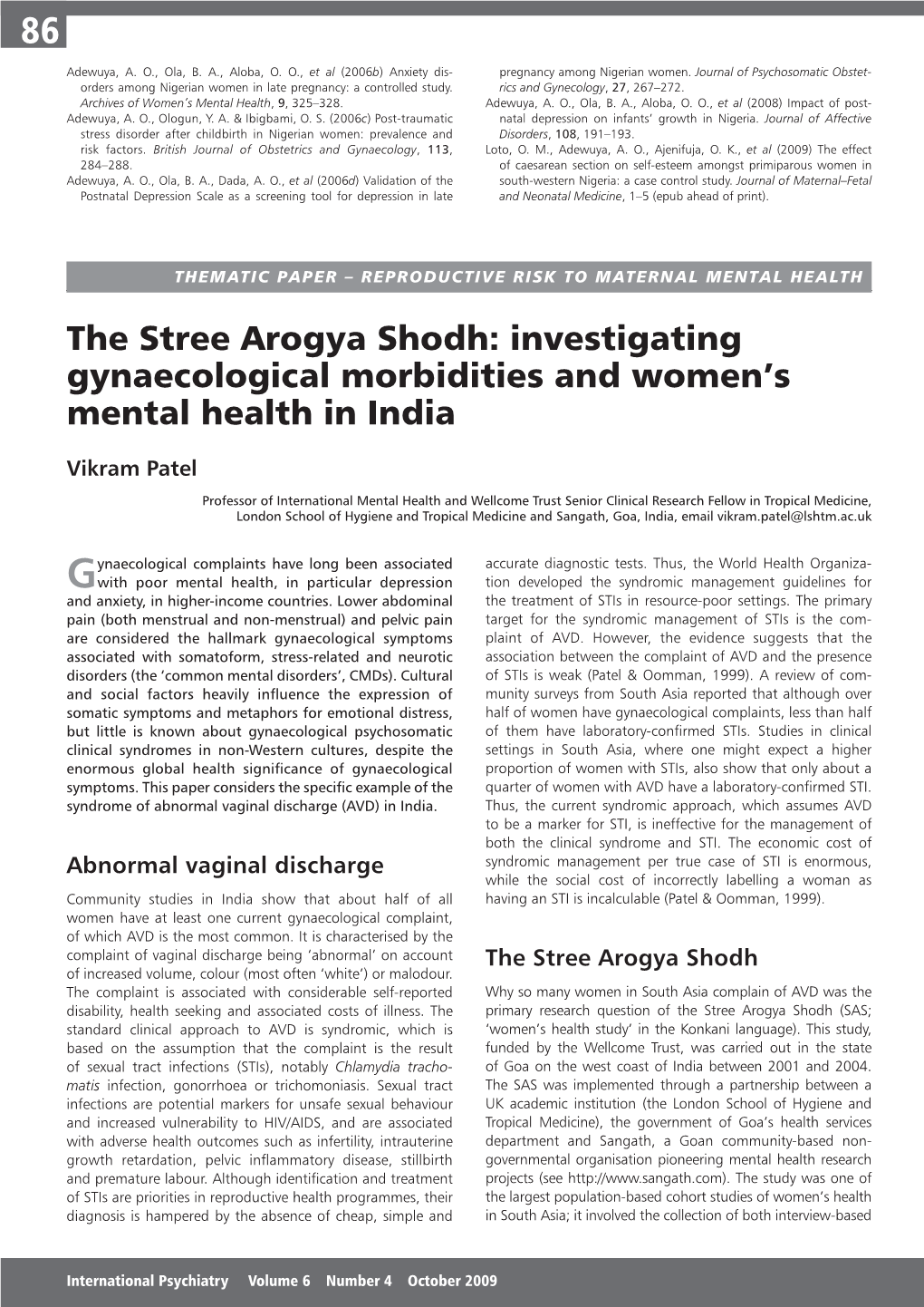 Investigating Gynaecological Morbidities and Women's Mental Health in India