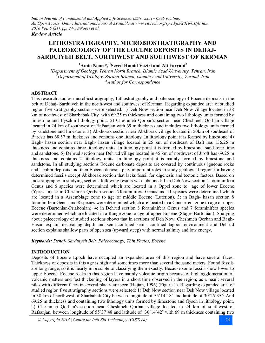 Lithostratigraphy, Microbiostratigraphy and Paleoecology of The