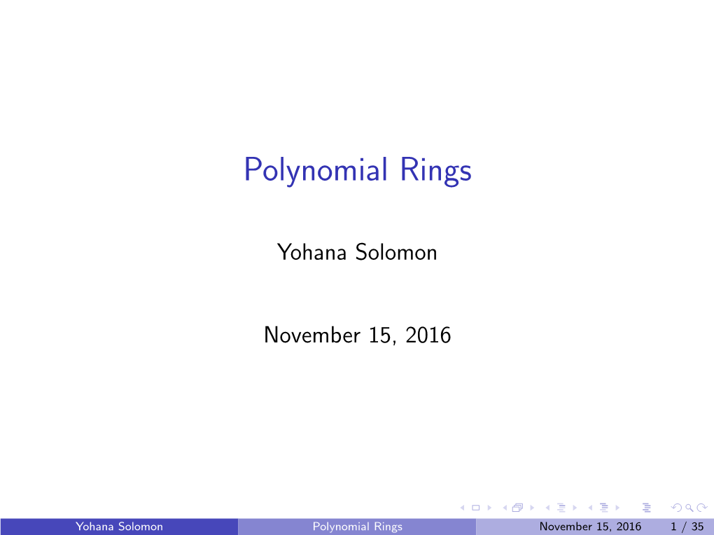 Polynomial Rings