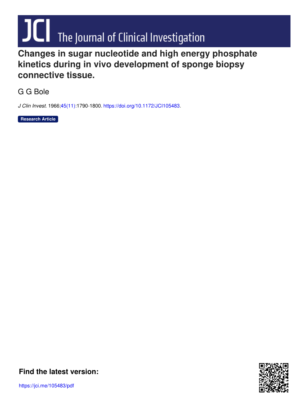 Changes in Sugar Nucleotide and High Energy Phosphate Kinetics During in Vivo Development of Sponge Biopsy Connective Tissue