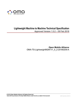 09 Feb 2018 Open Mobile Alliance OMA-TS-Lightweightm2m-V1 0 2