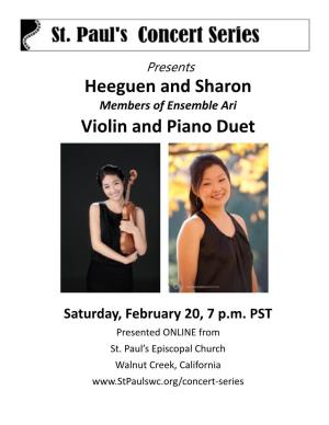 Heeguen and Sharon Violin and Piano Duet