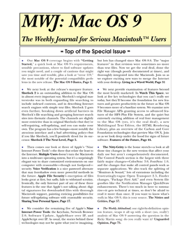 MWJ: Mac OS 9 the Weekly Journal for Serious Macintosh™ Users