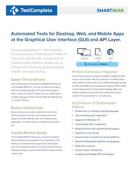 Automated Tests for Desktop, Web, and Mobile Apps at the Graphical User Interface (GUI) and API Layer