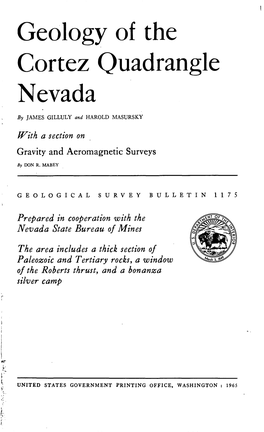 Geology of the Cortez Quadrangle Nevada