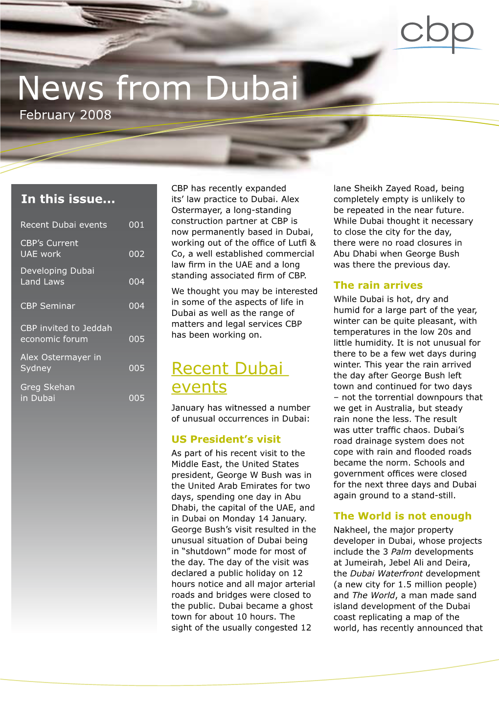 News from Dubai February 2008