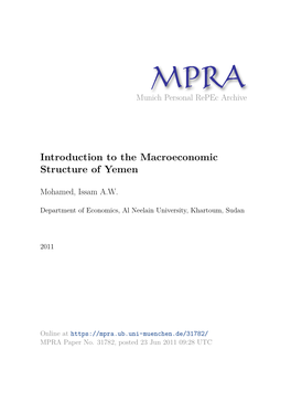 Introduction to the Macroeconomic Structure of Yemen