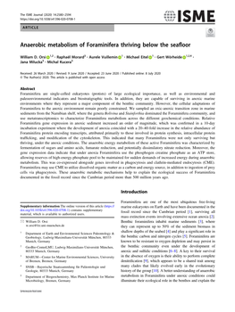 Anaerobic Metabolism of Foraminifera Thriving Below the Seafloor