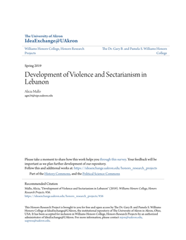 Development of Violence and Sectarianism in Lebanon Alicia Mallo Agm34@Zips.Uakron.Edu