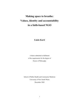 Making Space to Breathe: Values, Identity and Accountability in a Faith-Based NGO