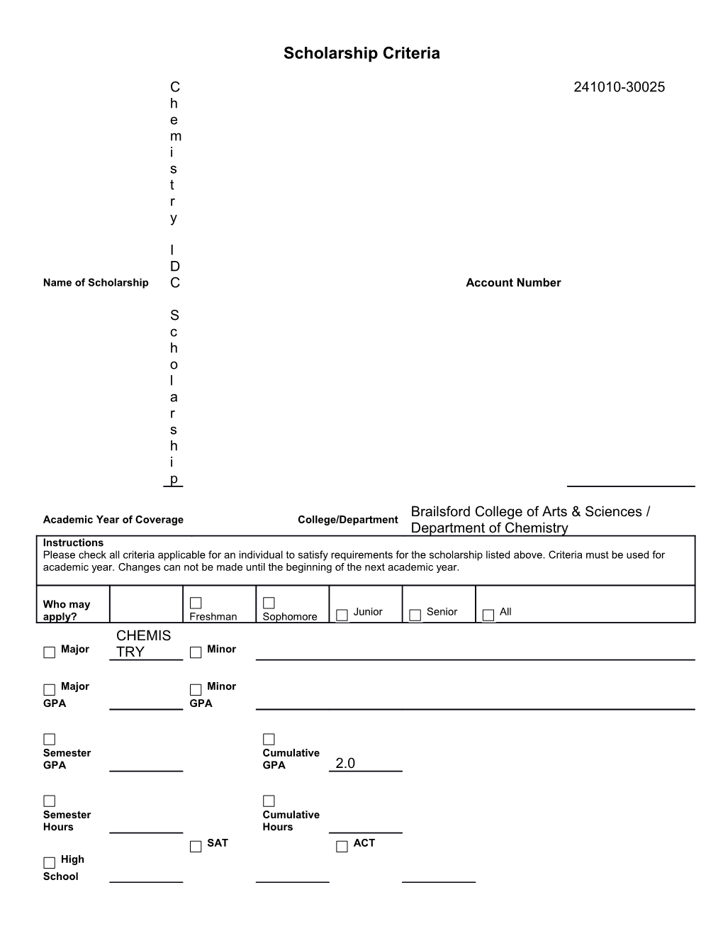 Scholarship Criteria