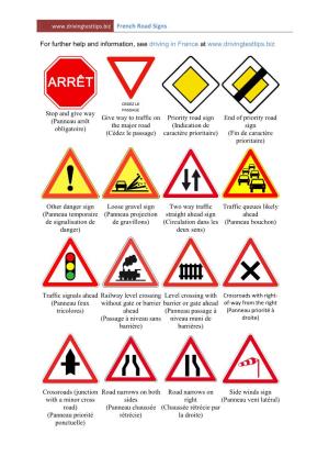 French Road Signs