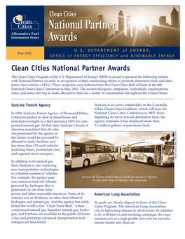 Clean Cities National Partner Awards. Clean Cities Alternative Fuel