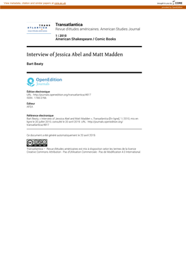 Transatlantica, 1 | 2010 Interview of Jessica Abel and Matt Madden 2