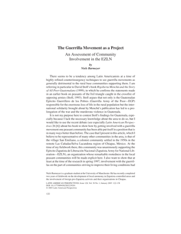 The Guerrilla Movement As a Project an Assessment of Community Involvement in the EZLN by Niels Barmeyer