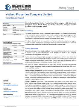 Yuzhou Properties Company Limited Initial Issuer Report
