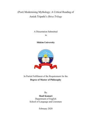 (Post) Modernising Mythology: a Critical Reading of Amish Tripathi's Shiva Trilogy