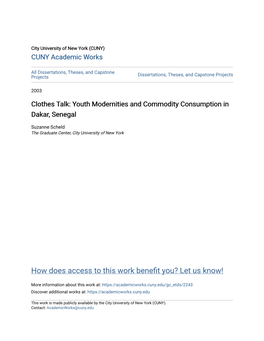 Clothes Talk: Youth Modernities and Commodity Consumption in Dakar, Senegal